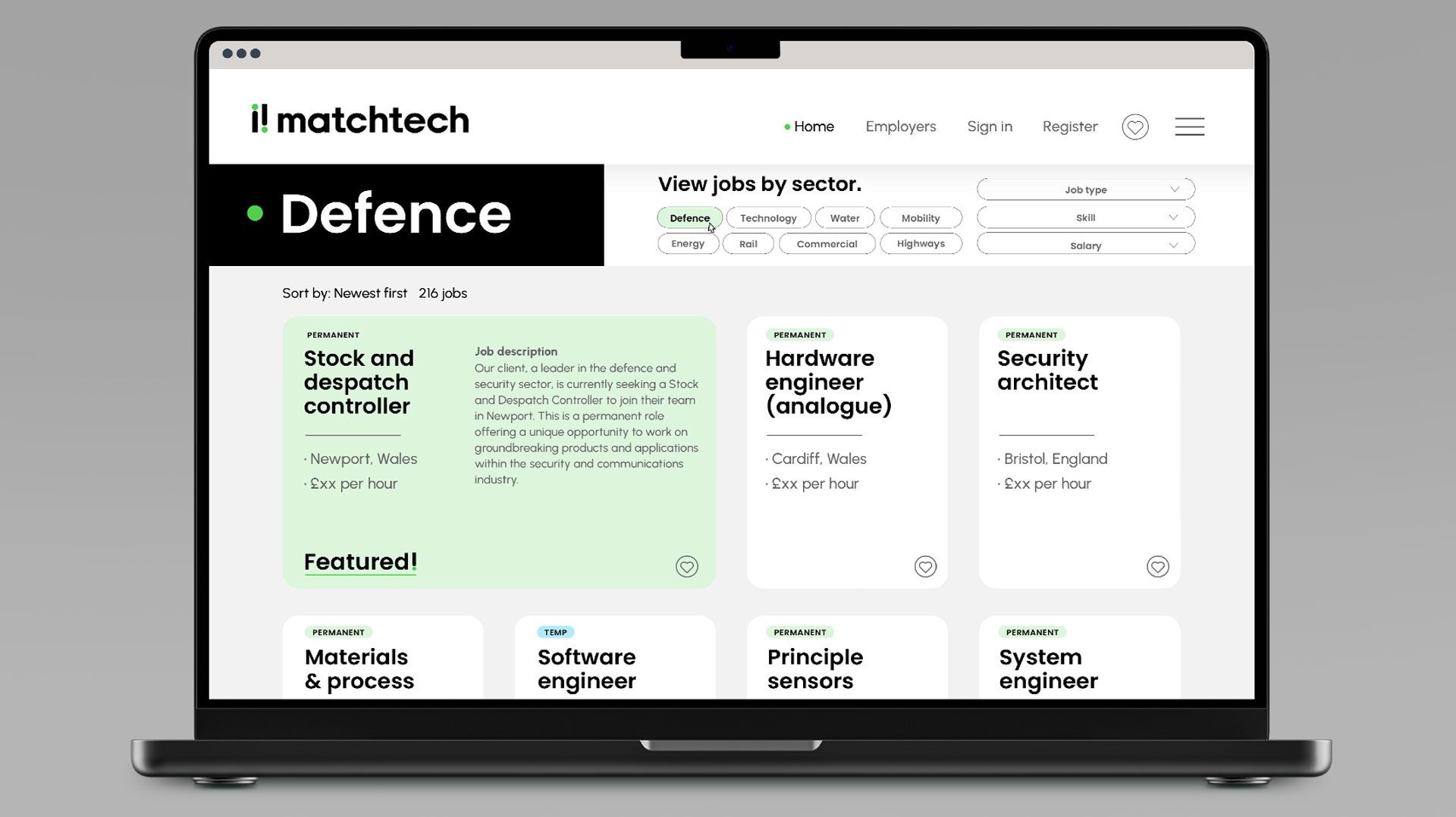 Matchtech Jobs page Mac Book